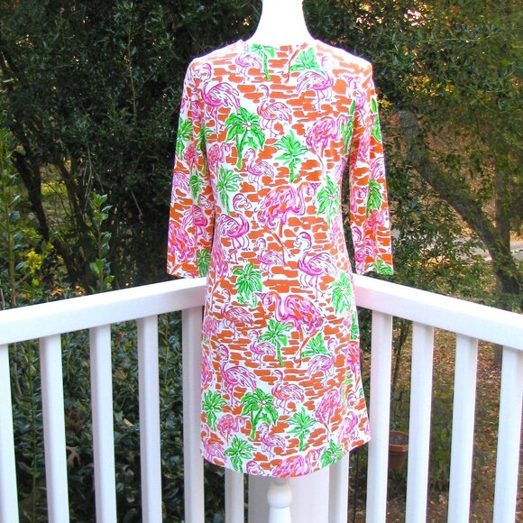 Barbara Gerwit Vintage Flamingo v neck dress casual work office Medium - Picture 6 of 7